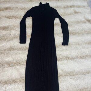 Joah Brown Mock Neck Front-Zip Dress Black M/L